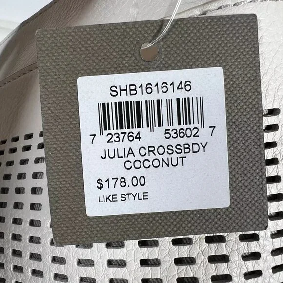 Fossil Womens Coconut White Cow Hide Leather Rectangle Julia Crossbody Handbag - Picture 14 of 16